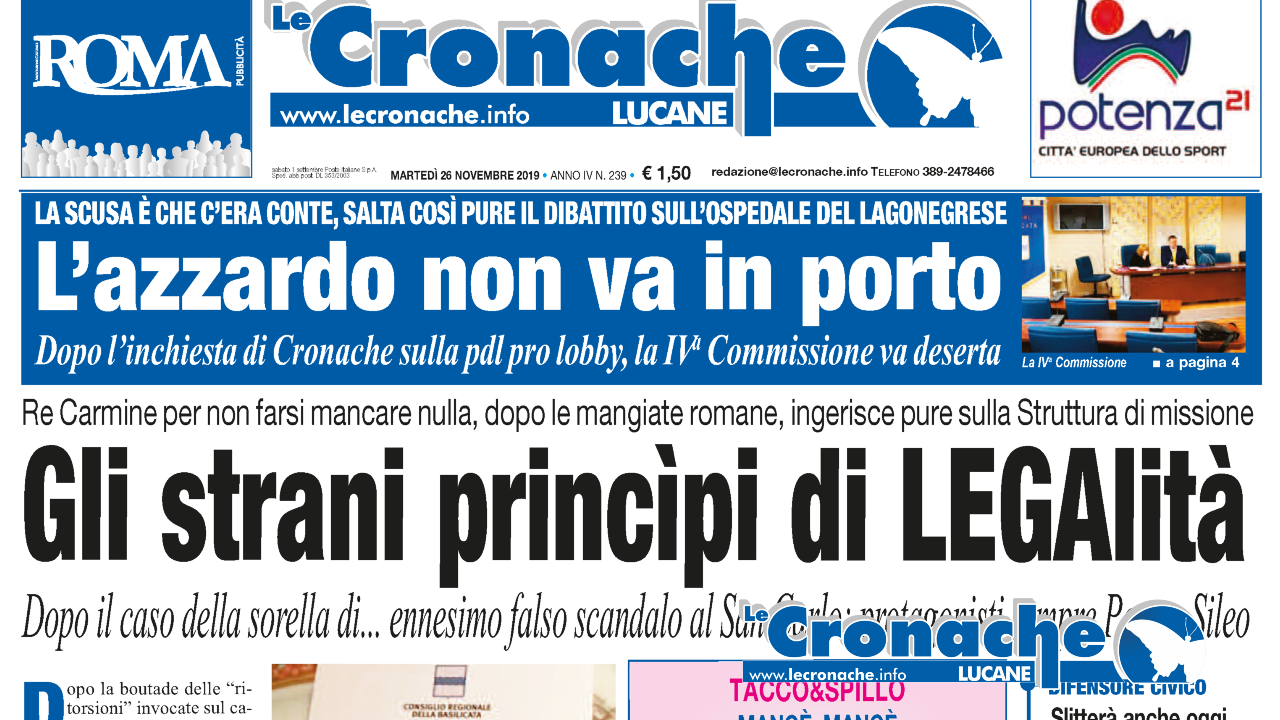 L'edizione del 26 novembre 2019